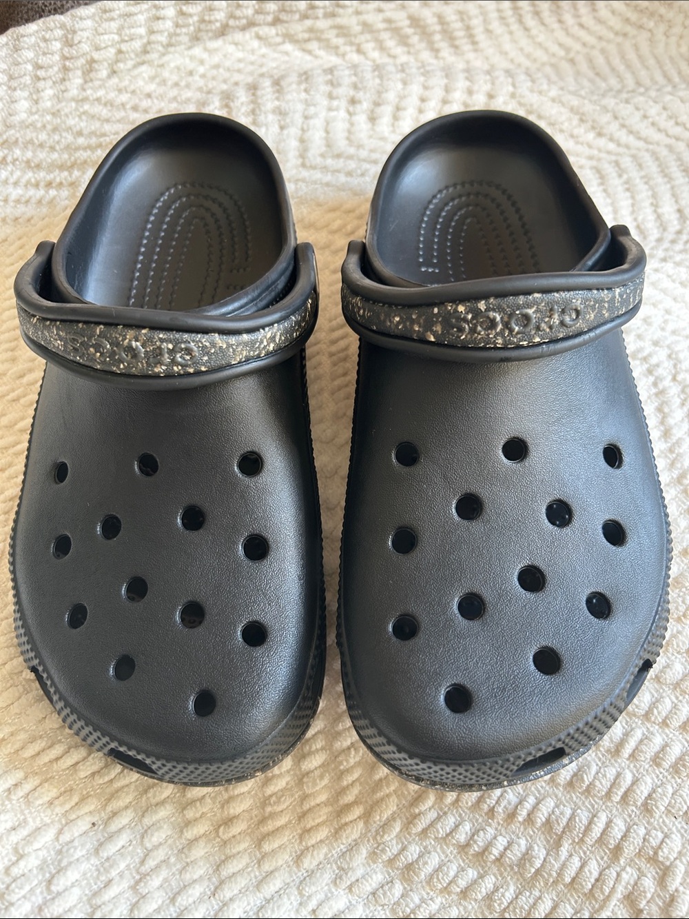 CROCS Men's Black Clog Sandals with Speckled Strap